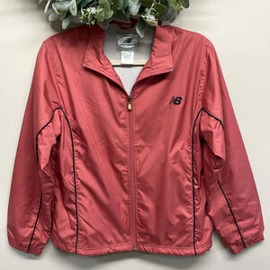 New Balance Zip Front Lined Windbreaker Jacket Pink Navy M